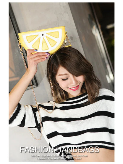 Crossbody bag lemon fruit shape mini wallet purse clutch chain shoulder bag ladies messenger bag