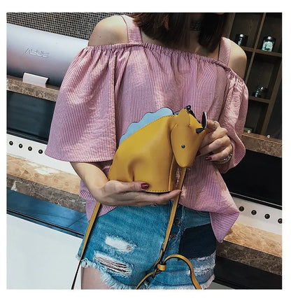 Bolso de mujer con personalidad adorable, estilo unicornio, con remaches de animales creativos, pequeño bolso de hombro tipo mensajero, bolso cruzado de cuero para mujer