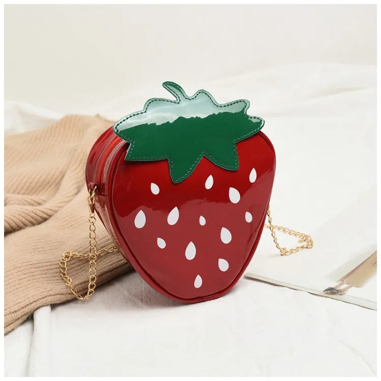 Nuevos bolsos de hombro mini de moda para mujer, lindos bolsos cruzados con estampado de fresas para mujer, bolsos tipo cartera