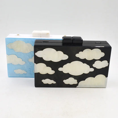 Bolso de mano de acrílico con diseño de nubes y dibujos animados para mujer, cartera de mano femenina con personalidad, de estilo moderno, de estilo informal, de noche, tipo mensajero, para uso diario