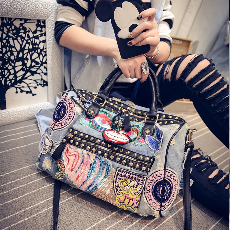 Women Embroidery Flamingo Evening Bags Luxury Round Shaped Female Wedding Dinner Bags Shoulder Bags Clutch Purse