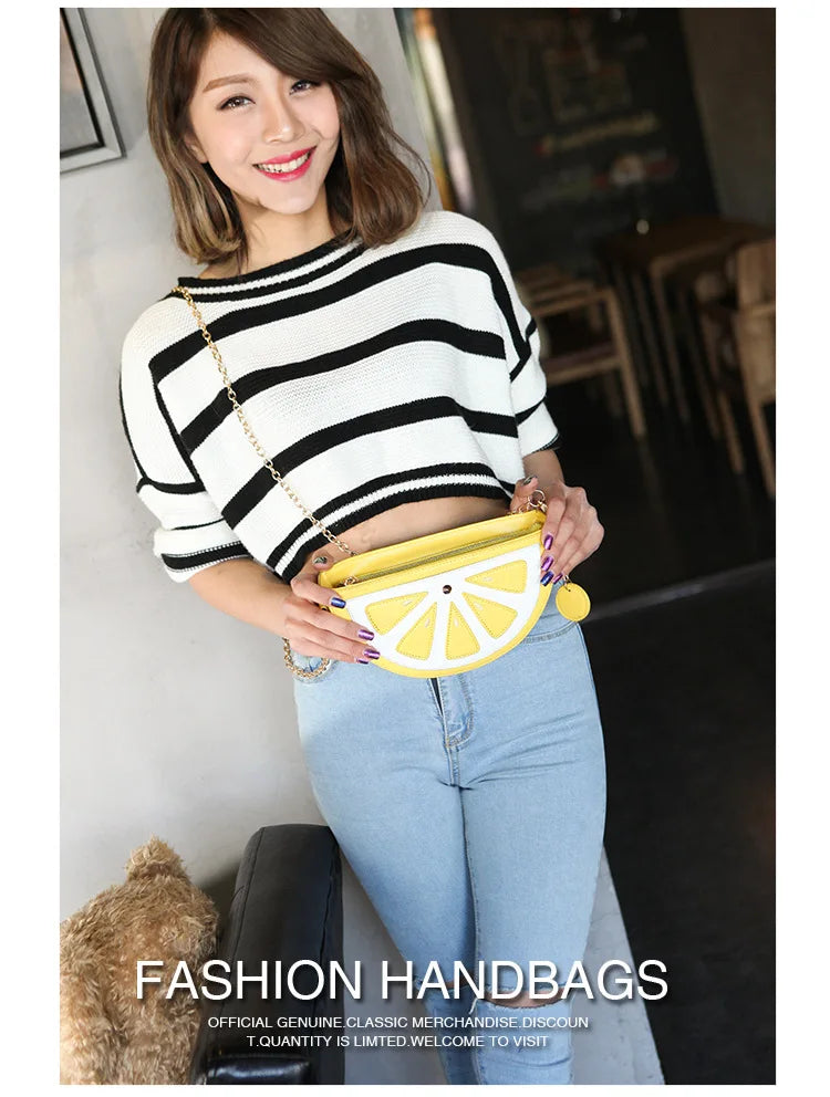 Crossbody bag lemon fruit shape mini wallet purse clutch chain shoulder bag ladies messenger bag