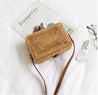 Summer Straw Bags Small Women Rattan Bag Handmade Woven Beach Women's Crossbody Bags Bohemia Hollow Out Handbag Bali Box bols