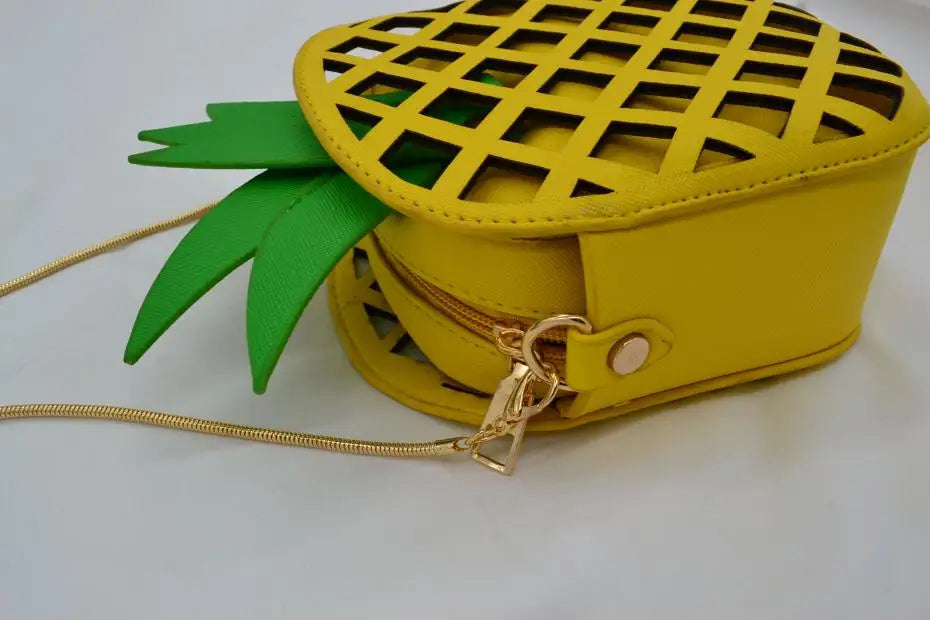 Nuevo diseño de marca femenina, bolsos de frutas para mujer, lindo bolso de hombro con cadena de piña, bolso de mensajero de cuero PU, bolso de mano