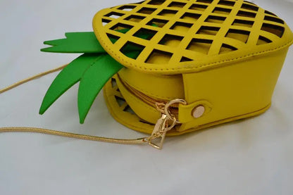 Nuevo diseño de marca femenina, bolsos de frutas para mujer, lindo bolso de hombro con cadena de piña, bolso de mensajero de cuero PU, bolso de mano