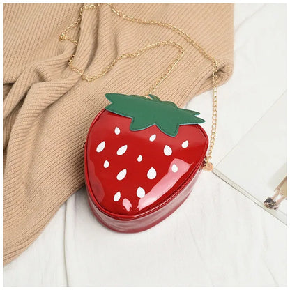 Nuevos bolsos de hombro mini de moda para mujer, lindos bolsos cruzados con estampado de fresas para mujer, bolsos tipo cartera