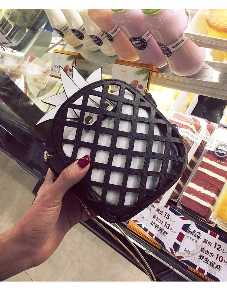 Nuevo diseño de marca femenina, bolsos de frutas para mujer, lindo bolso de hombro con cadena de piña, bolso de mensajero de cuero PU, bolso de mano