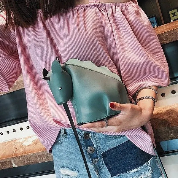 Bolso de mujer con personalidad adorable, estilo unicornio, con remaches de animales creativos, pequeño bolso de hombro tipo mensajero, bolso cruzado de cuero para mujer