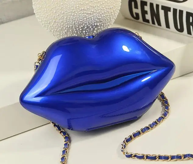 Bolso de mano con forma de labios rojos para mujer, bolsa de hombro con cadena acrílica de alta calidad, para noche, 2017