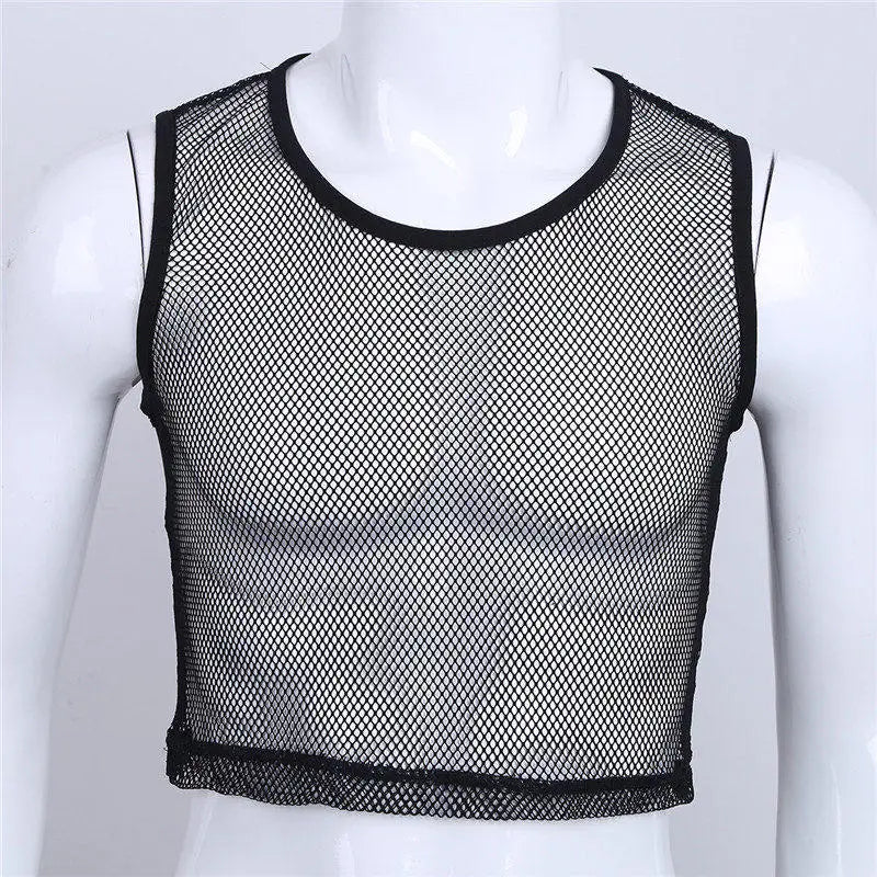 YiZYiF Men See-through Mesh Fitness Tshirt Fishnet Muscle Tops  Sleeveless T-Shirt Vest  S-L