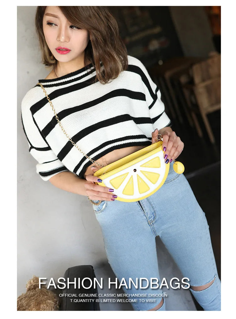 Crossbody bag lemon fruit shape mini wallet purse clutch chain shoulder bag ladies messenger bag