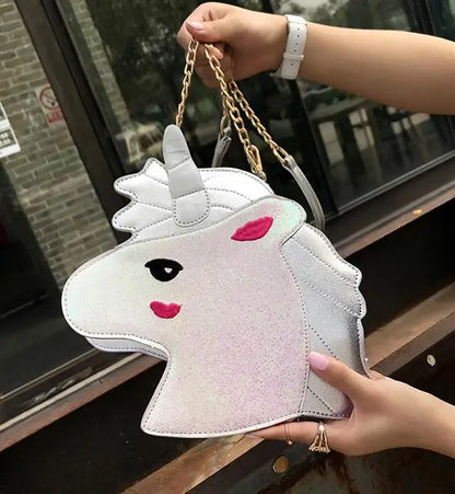 Pochette à main en forme de diamant avec motif licorne au design unique de marque de mode