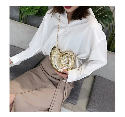 Style Bags Women Cute Shoulder Bag Conch Shape Chain Crossbody Bag Acrylic Shell Phone Bags Handbag Purse For Women