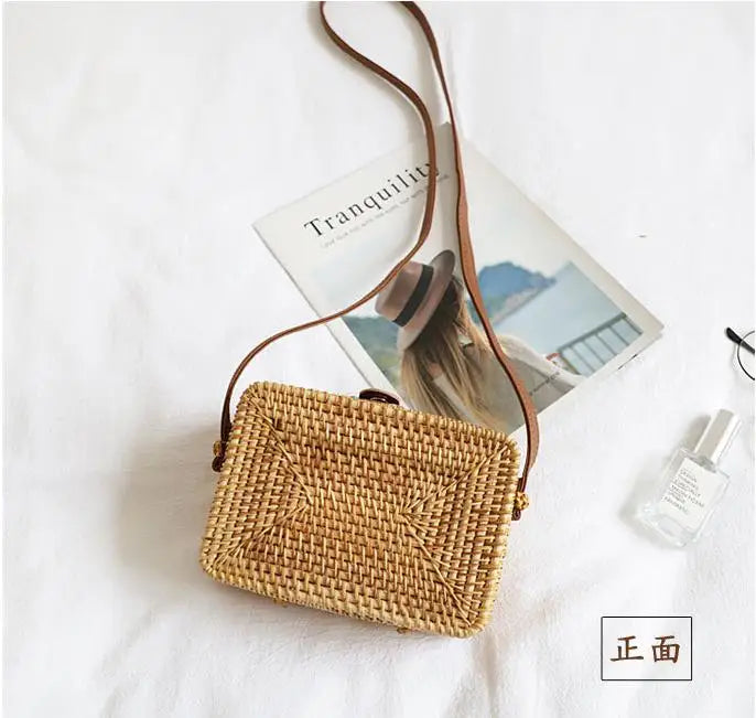 Summer Straw Bags Small Women Rattan Bag Handmade Woven Beach Women's Crossbody Bags Bohemia Hollow Out Handbag Bali Box bols