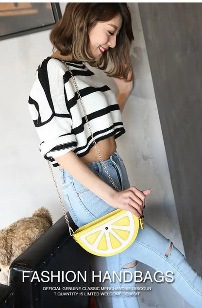 Crossbody bag lemon fruit shape mini wallet purse clutch chain shoulder bag ladies messenger bag