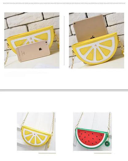 Crossbody bag lemon fruit shape mini wallet purse clutch chain shoulder bag ladies messenger bag