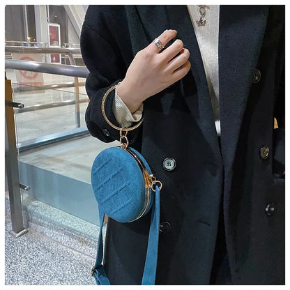 Bolso pequeño redondo para mujer con asa de anillo y diamantes, bolso de mano, bolso de mensajero pequeño para mujer, bolso de cena para fiesta