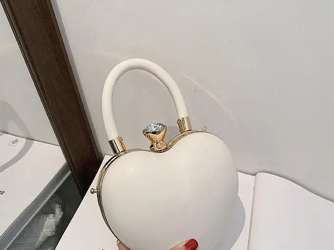 Bolsos y carteras para mujer, bolso de hombro con forma de corazón de amor blanco, bolso cruzado con cadena para mujer, bolso de mano y cartera para mujer