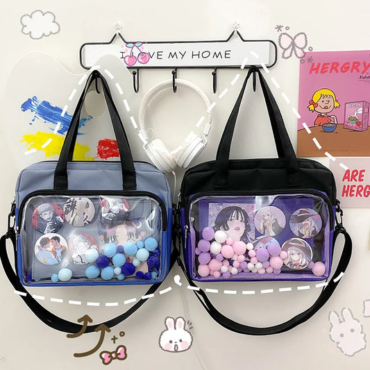 Japanese High School Girls JK Handbags Women Transparent Bag Satchels Nylon Crossbody Bags Itabag Uniform JK Bag Girls Bolsos