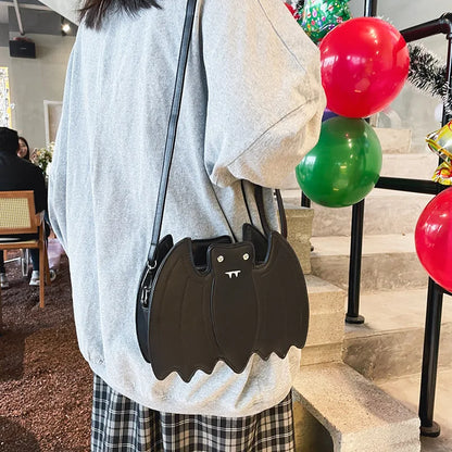 Pu Leather Bat Crossbody Bag for Women Funny Animal Pattern Shoulder Bag Gothic Animal Satchel Messenger Bags