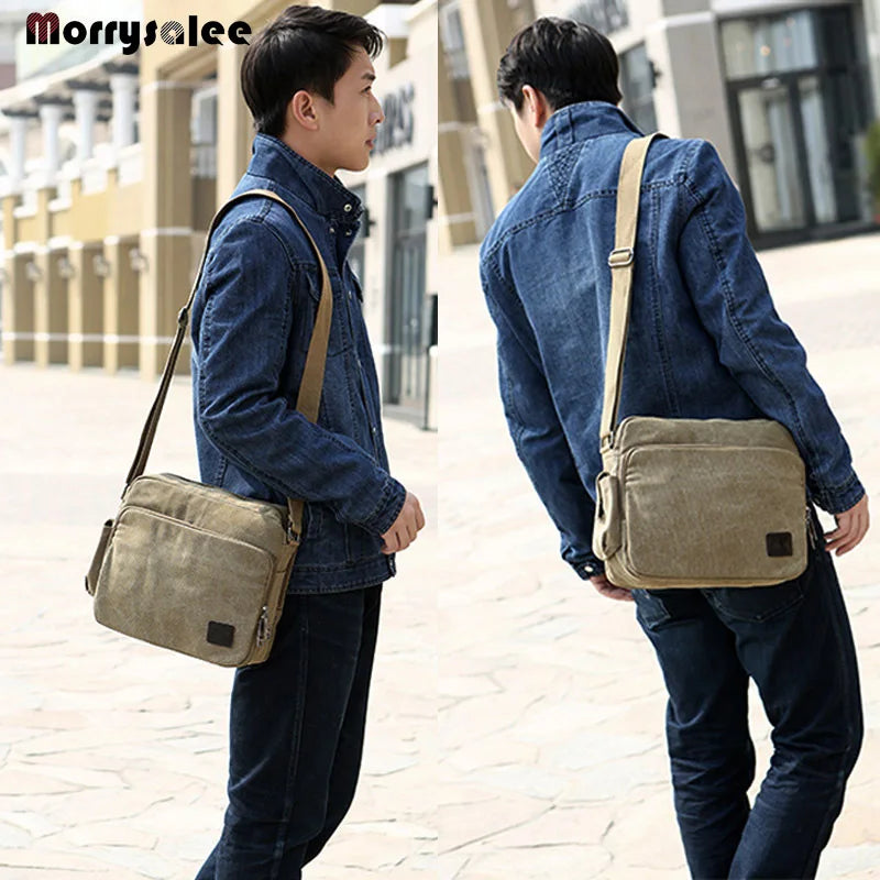 2024 Nuevo bolso de lona para hombre, bolsos de hombro para hombre, bolso casual para hombre, bolsos de mensajero, bolsos de mano para mujer, con solapa, moda, cremallera única, suave para fiesta