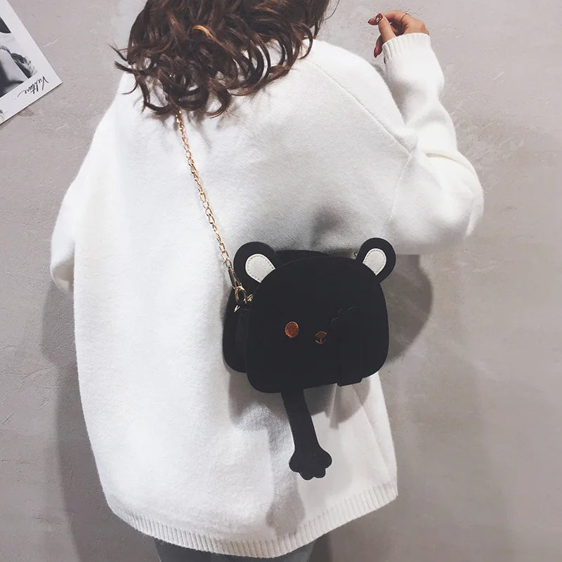 Lovely Cute Women Bag 2019 New Korean Mini Bear Bag Fashion Girl Messenger Handbag Chain Single Shoulder Bag Purses