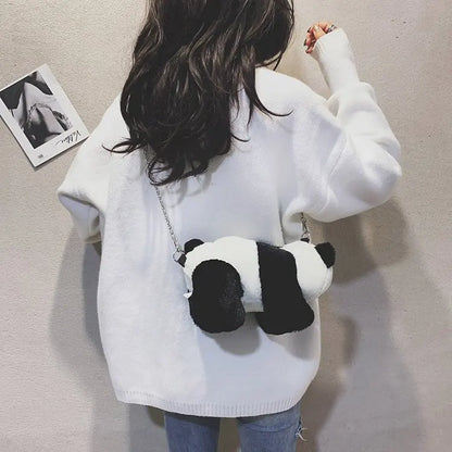 Bolso pequeño para mujer, bonito bolso de rana panda, bolsos de peluche suaves, bolsos cruzados con correa de cadena, bolso de hombro para mujer, bolso para teléfono