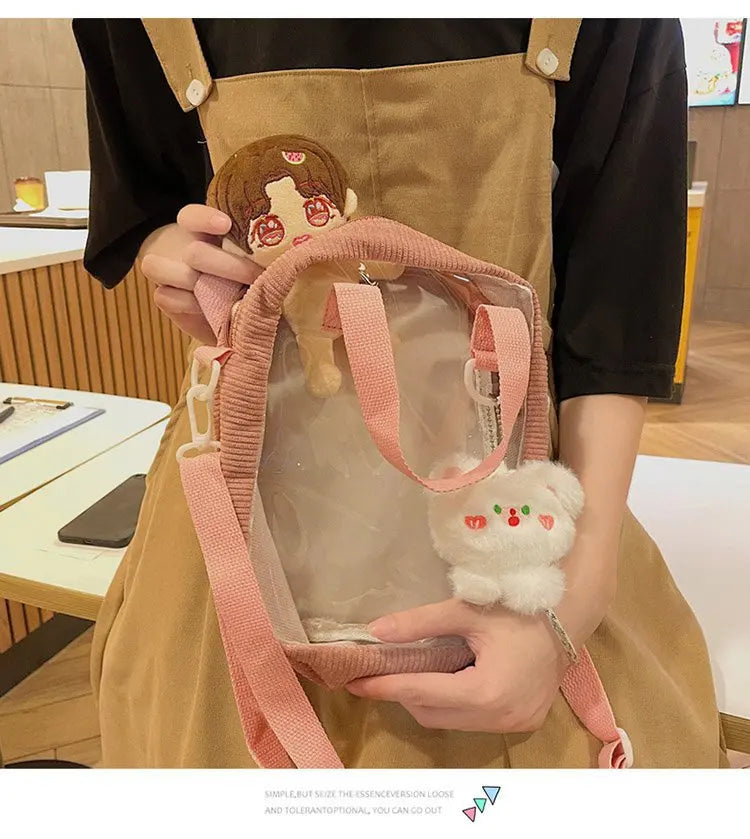 Winter New 2021 Itabag Girls High School Student Corduroy Crossbody Bags For Women Handbags Cartoon Embroidery Shoulder Bag