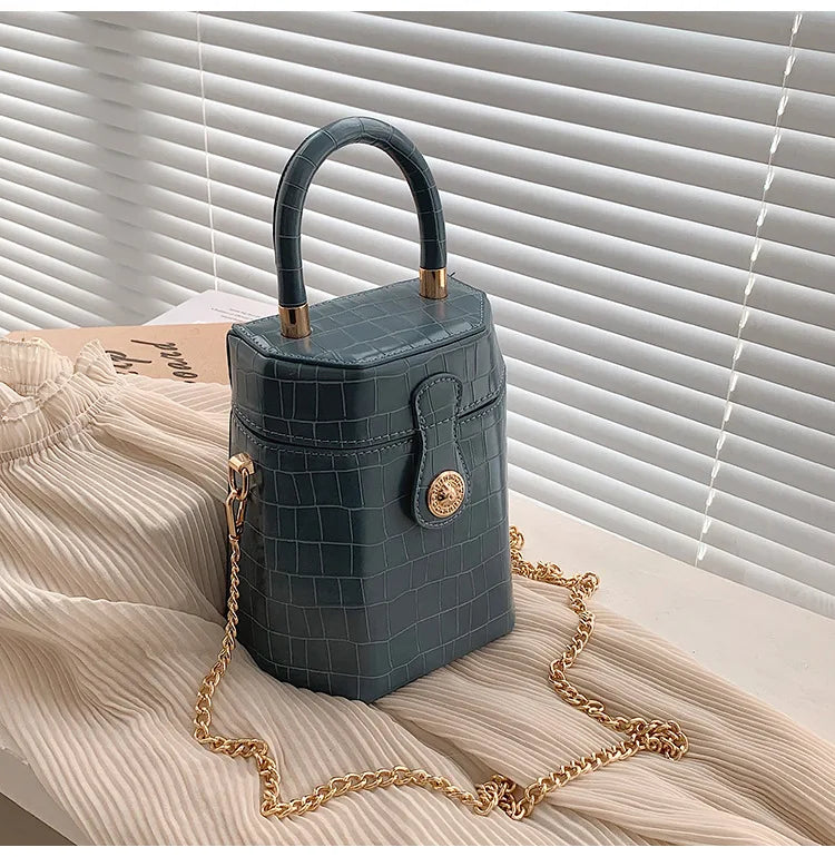 Fashion Women's Bag Stone Pattern PU Leather Handbag Small Bag Female Chain Messenger Bag