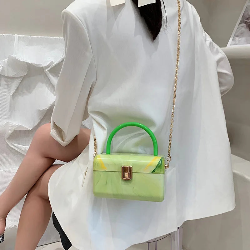 Candy Color Women Acrylic Purse Cute Crossbody Bags 2021 New Box Shape Handbags Evening Clutch Events Chain Shoulder Bag