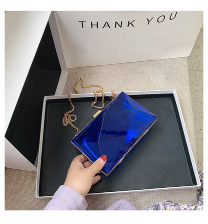 Transparent Chain Shoulder Bag Women's Korean Fashion Personalized Casual Clip Messenger Bag Acrylic Box Chain Bag