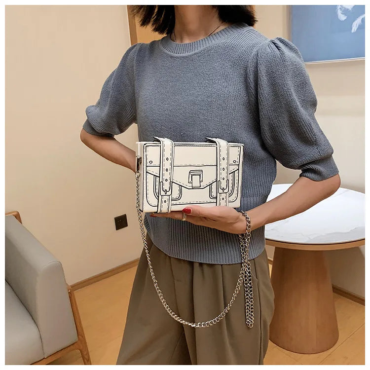 Cute Handbag For Women Printing Box Shape Shoulder Bag Ladies Square  Crossbody Small Bag