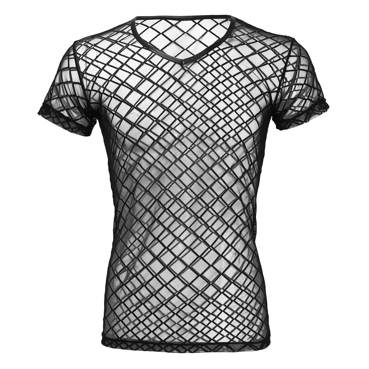 2022 Fashion Men Mesh T Shirt See Through Short Sleeve Slim Party Nightclub Wear Sexy T-shirts Top Thin Breathable Camiseta