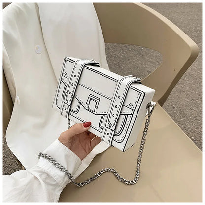 Cute Handbag For Women Printing Box Shape Shoulder Bag Ladies Square  Crossbody Small Bag