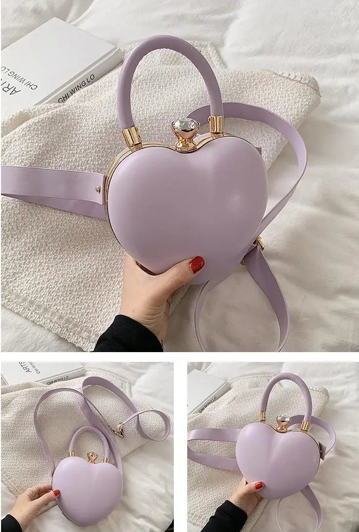 Bolsos y carteras para mujer, bolso de hombro con forma de corazón de amor blanco, bolso cruzado con cadena para mujer, bolso de mano y cartera para mujer