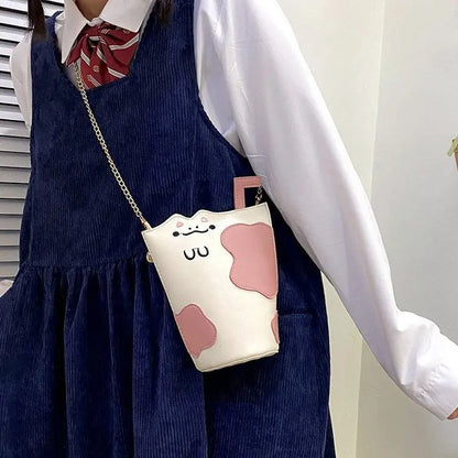 Ugly And Cute Small Shoulder Bag For Girls Women Mini Chain Bag Cow printing Crossbody Bag Phone Bag