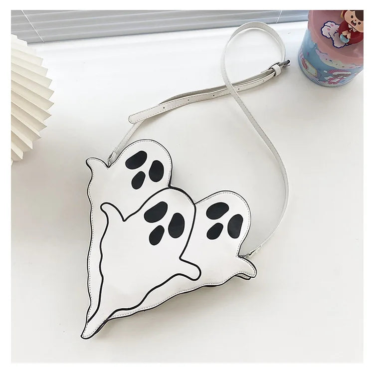 Halloween Purse Funny Ghost Shaped Shoulder Bag for Yong Girls Crossbody Bag Leather Bag