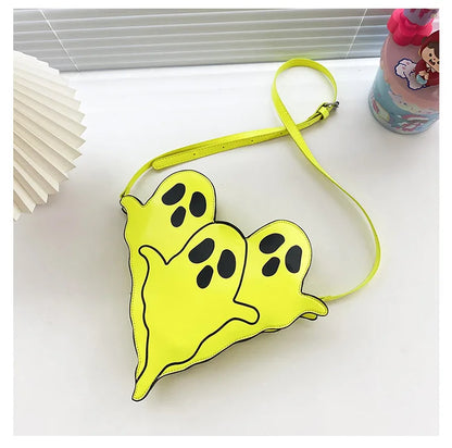 Halloween Purse Funny Ghost Shaped Shoulder Bag for Yong Girls Crossbody Bag Leather Bag