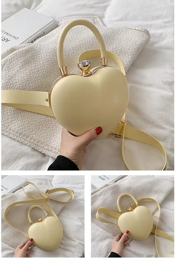 Bolsos y carteras para mujer, bolso de hombro con forma de corazón de amor blanco, bolso cruzado con cadena para mujer, bolso de mano y cartera para mujer