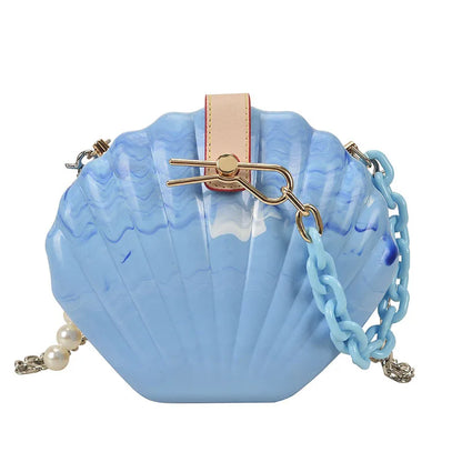 New Acrylic Shell bag 2021 Fashion High quality PVC Women's Designer Handbag Pearl Strap Shoulder Messenger Clutch Bag