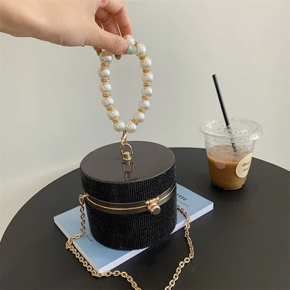 Pochette de soirée pour femme, pochette ronde en cristal et diamants, sac à main pour femme, sac à main de mariage, sac à bandoulière avec chaîne