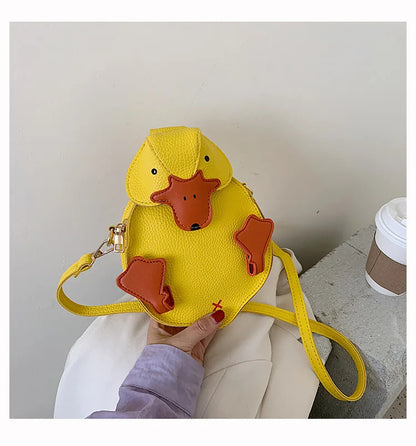 Bolso de hombro con diseño de pato de dibujos animados, pequeño bolso cruzado para mujer, bolso de mensajero, carteras y bolsos para niñas, bolso de piel sintética