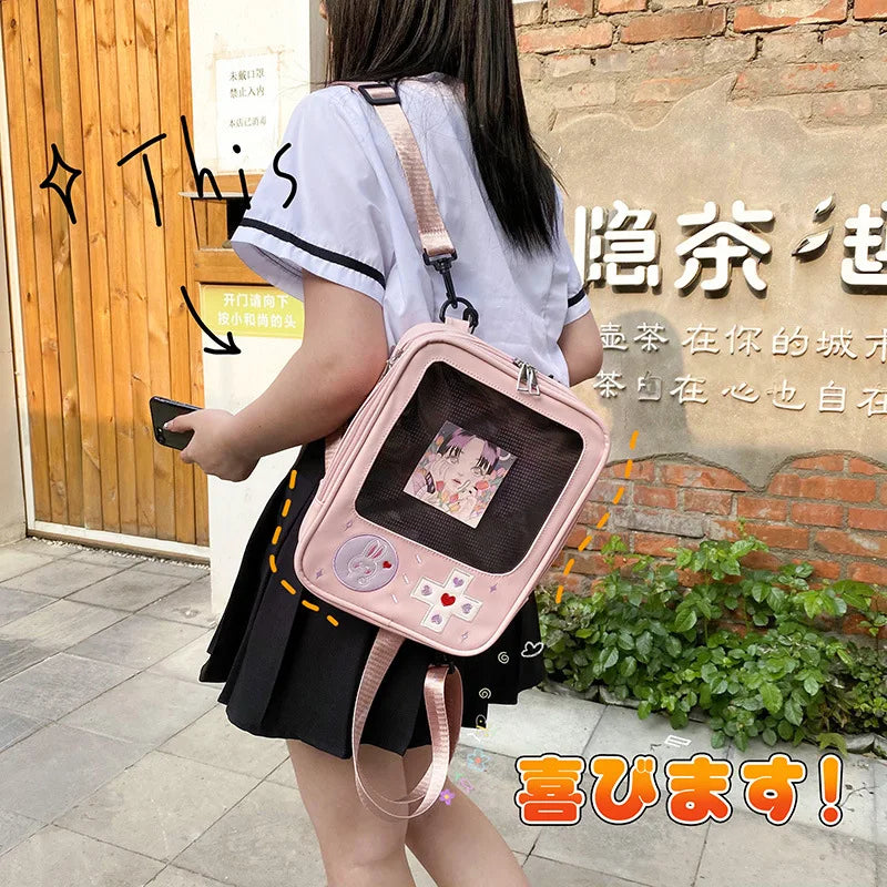 Mochila transparente con diseño creativo de juego 2022 para niñas, mochila japonesa con malla interior, mochila pequeña para mujeres, mochilas escolares para niñas