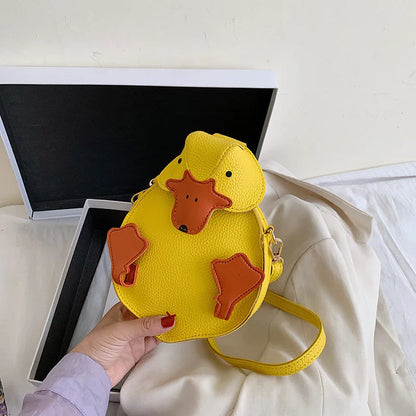 Bolso de hombro con diseño de pato de dibujos animados, pequeño bolso cruzado para mujer, bolso de mensajero, carteras y bolsos para niñas, bolso de piel sintética