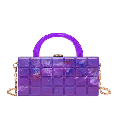 Bolso de hombro con cadena de acrílico colorido para mujer, bolso de mensajero con entramado para mujer, bolso de mano de moda, bolso cruzado informal