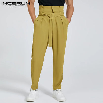 Pantalons à la mode pour hommes, nouveaux pantalons solides et bien ajustés, pantalons décontractés à lacets avec poche, pantalons longs cargo S-5XL INCERUN 2024