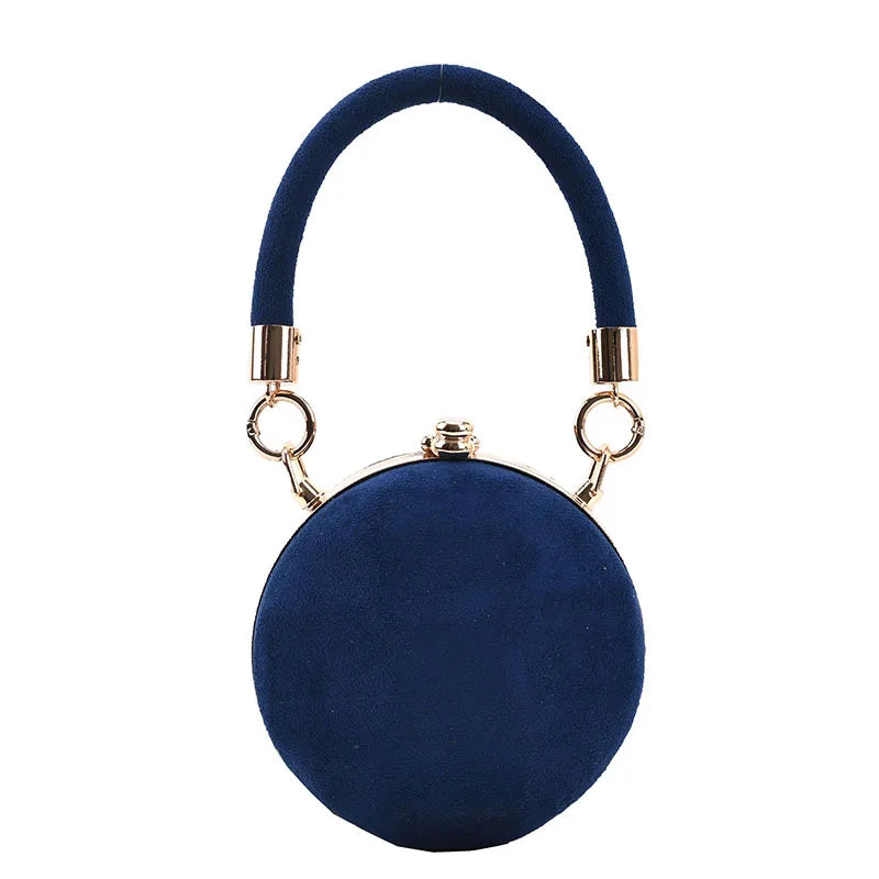 Bolso de hombro de gamuza retro con bola, bolso de mano redondo con clip esmerilado, bolso de hombro con cadena de moda, nuevos bolsos cruzados de moda para mujer