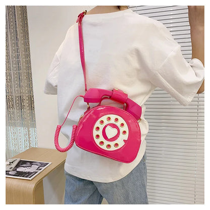 Sacs à main et portefeuilles pour femmes en forme de téléphone Sac à bandoulière rose pour fille Sacs fourre-tout décontractés en cuir verni Sac messager