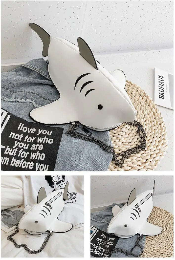 Nouveau sac de dessin animé à la mode sac à bandoulière mignon requin femme personnalité drôle sac messager moche et mignon