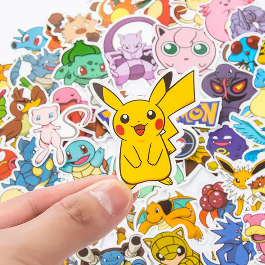 50/100 pegatinas de Pokémon Kawaii Pikachu para patineta, bicicleta, guitarra, portátil, juguetes adhesivos impermeables para niños